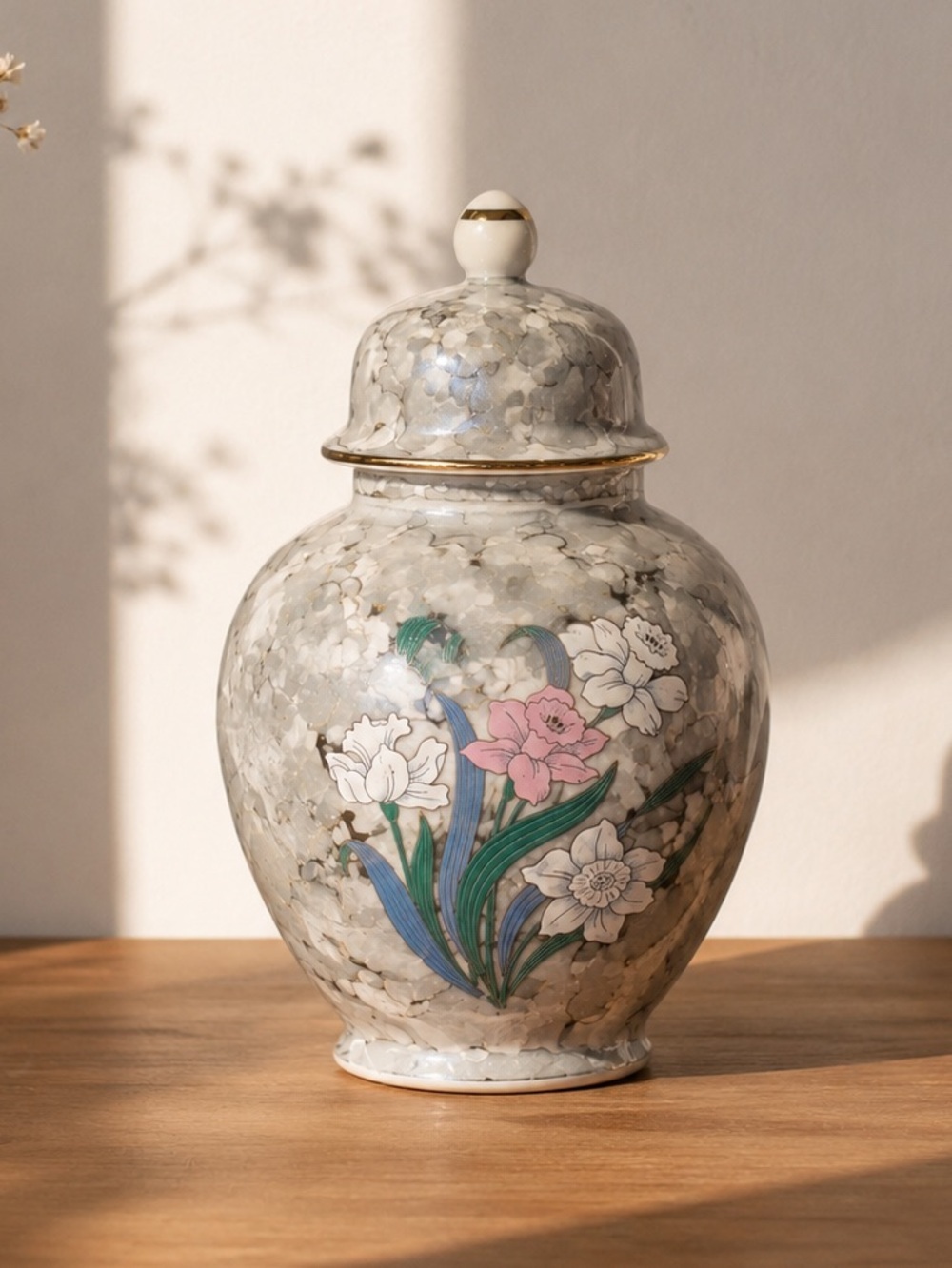 Vintage Fine China Ginger Jar with Lid